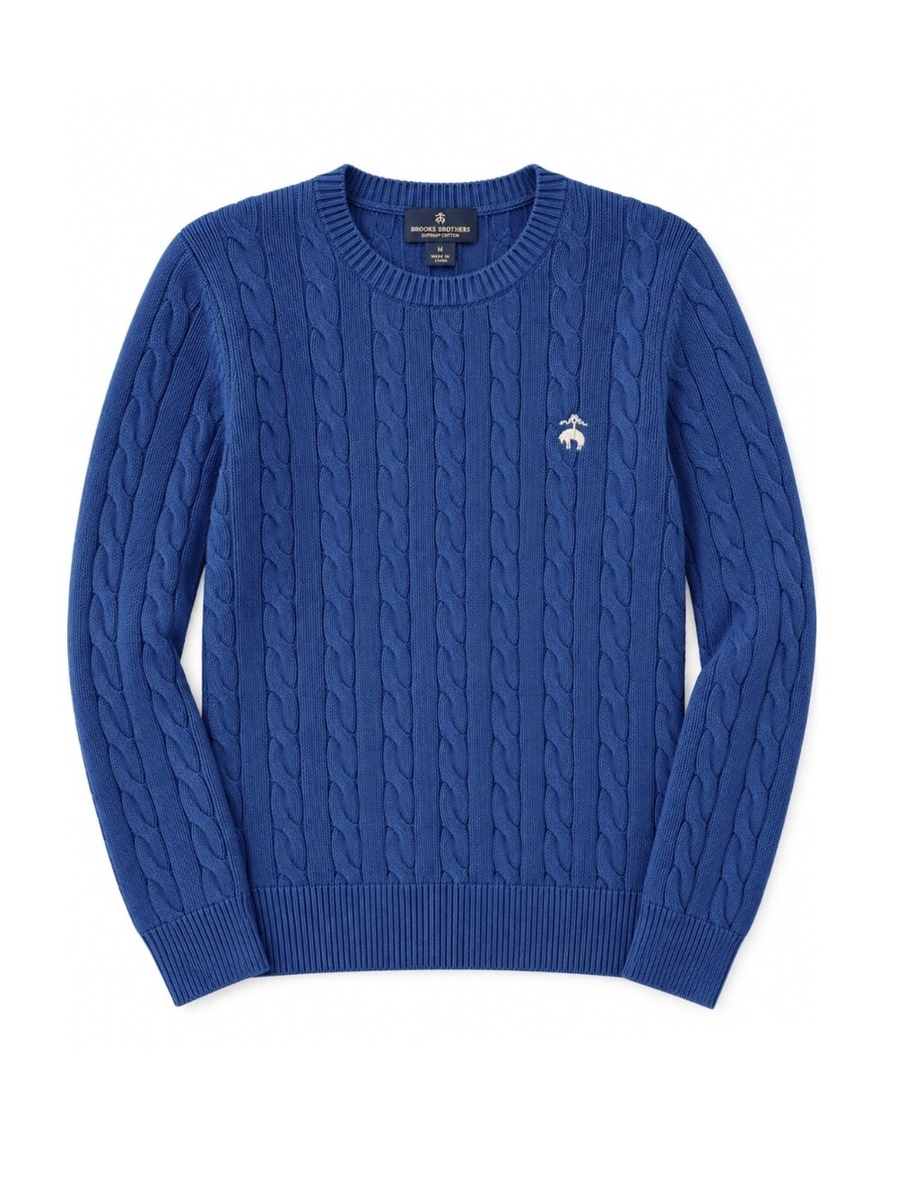 Brooks Brothers Supima Cotton Cable Knit Sweater Men’s M Blue Golden Fleece